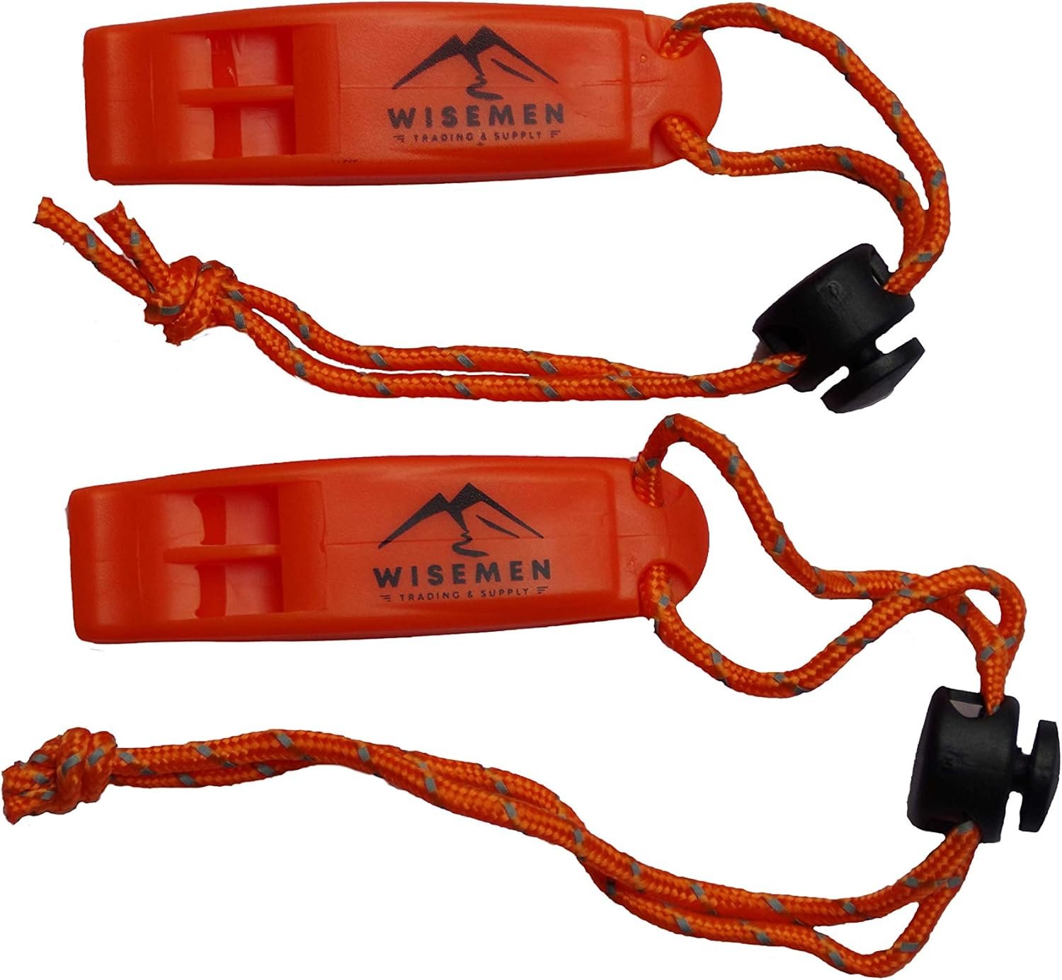 Wisemen Trading Whistles with Lanyard Survival for Kayak Life Vest Jacket, Boating, Fishing Boat, Camping, Hiking, Hunting, Rescue Signaling - 2 Pack