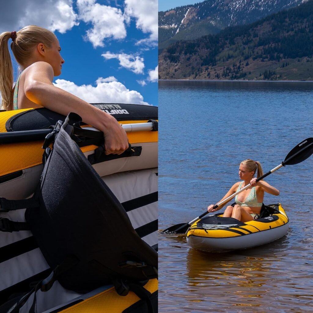 Driftsun Almanor Inflatable Kayak - Inflatable Touring Kayak - Inflatable 1 and 2 Person Kayaks for Adults with EVA Padded Seats, High Back Support, Paddles, Pump (1 Person, 2 Person, 2 Plus 1 Child)