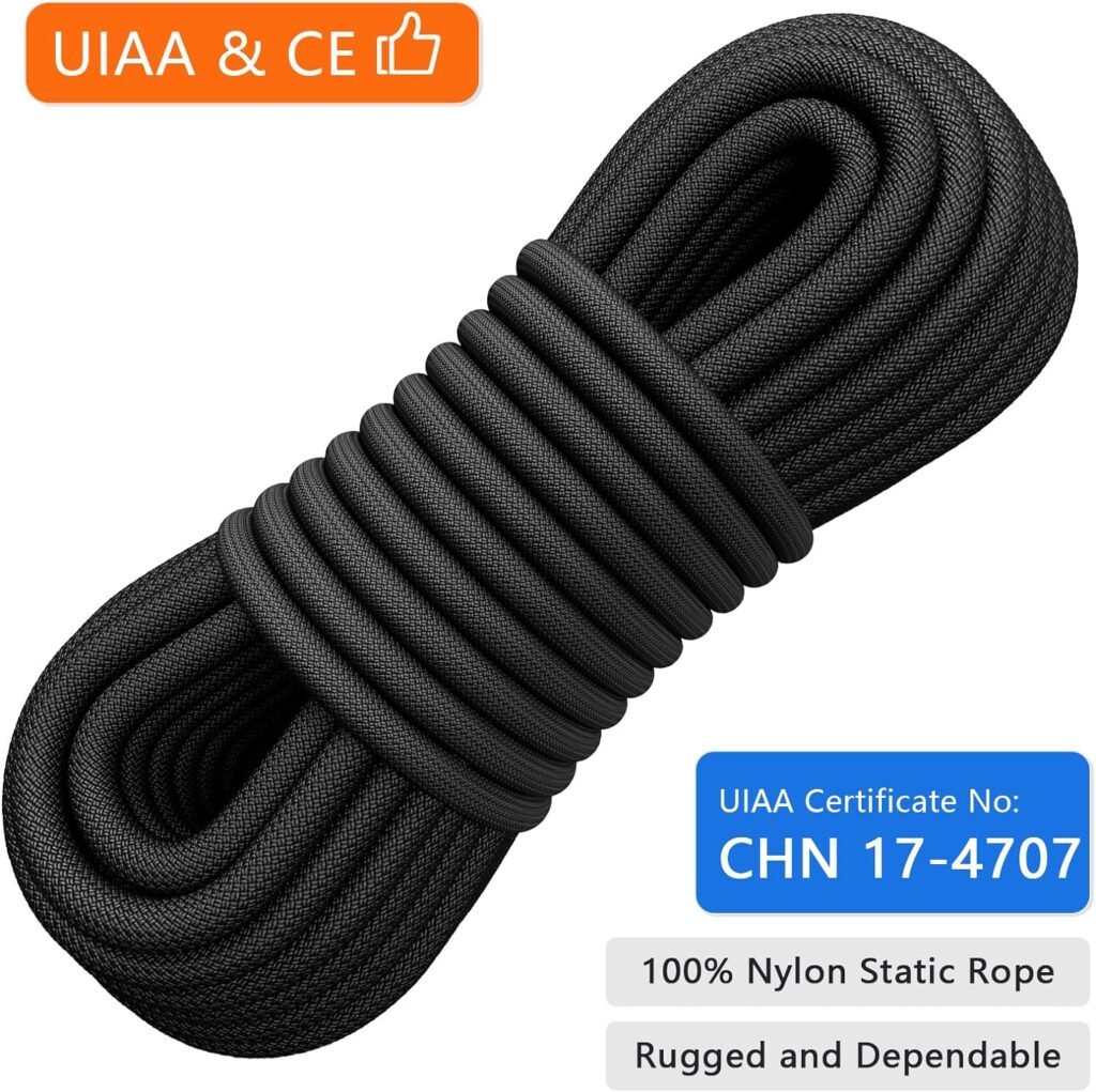 X XBEN Outdoor Climbing Rope 10M(32ft) 20M(64ft) 30M(96ft) 50M(160ft) 70M(230ft) 152M(500FT) 352M(1000FT) Static Rock Climbing Rope for Escape Rope Ice Climbing Equipment Fire Rescue Parachute