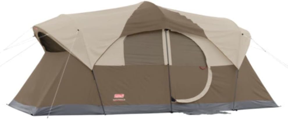 Coleman WeatherMaster 10-Person Camping Tent, Large Weatherproof Family Tent with Room Divider and Included Rainfly, Strong Frame can Withstand Winds up to 35MPH