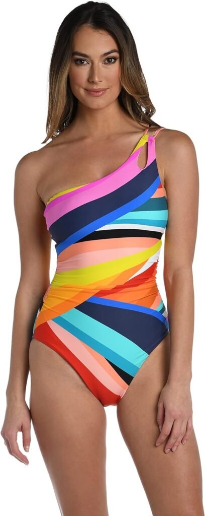 La Blanca Womens Standard Shoulder One Piece Swimsuit, Multi//Sunscape, 16