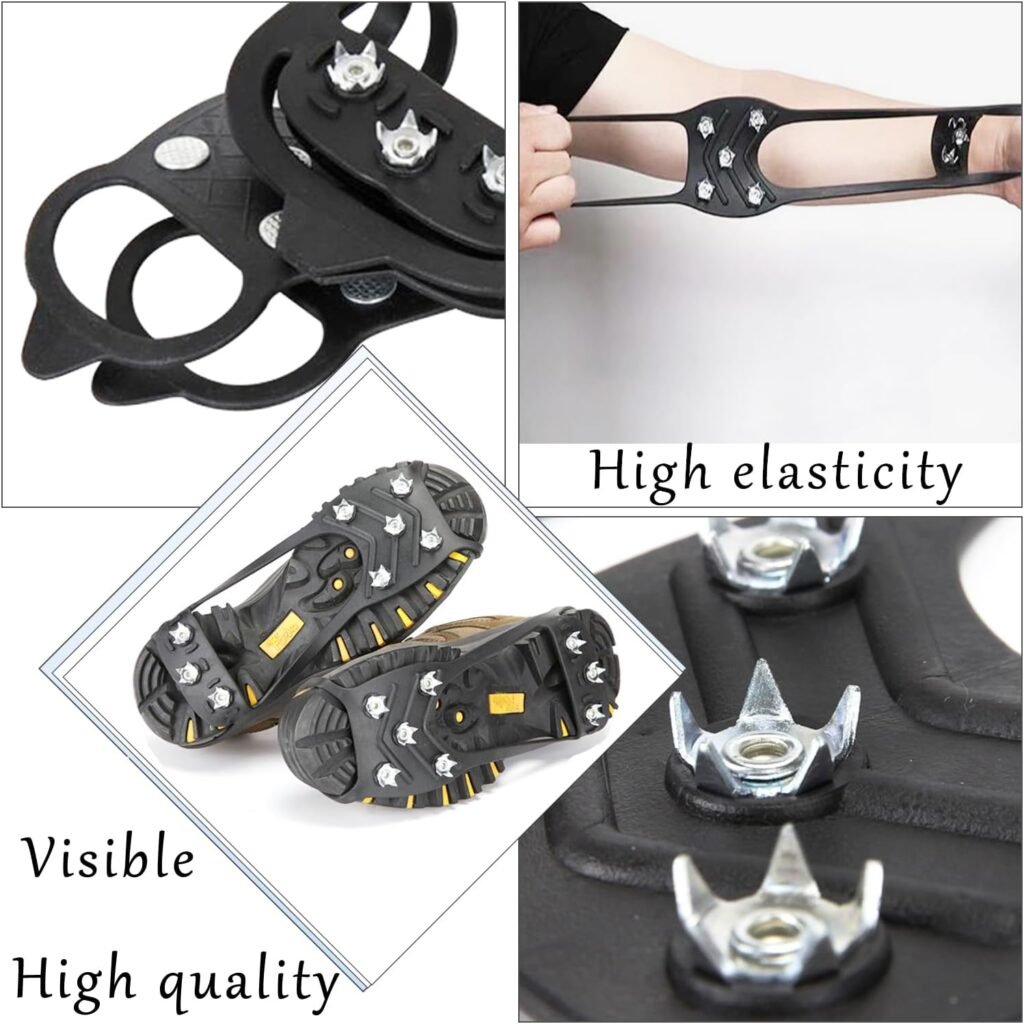 1-2 Pairs Non Slip Gripper Spikes for Shoes Ice Traction Cleats Walk Traction Cleat for Boots Shoe Spikes for Snow and Ice with Durable 8/10/19 Steel Studs Crampons