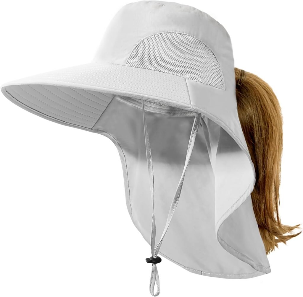 Camptrace Wide Brim UPF 50+ UV Protection Sun Hats Hiking Fishing Gardening Hats with Large Neck Flap for Womens Mens Nylon