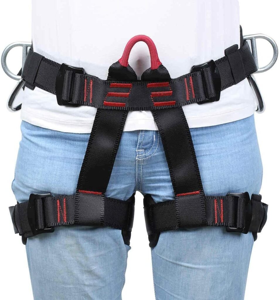 Climbing belts, Thicken Professional Large Size Safety Belt for Mountaineering Caving Rock Climbing Fire Rescuing Rappelling Tree and Outdoor Adventure Activities