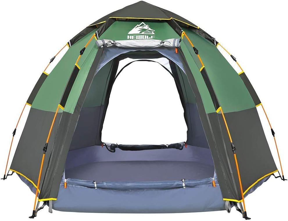 Hewolf Waterproof Instant Camping Tent - 2/3/4 Person Easy Quick Setup Dome Family Tents for Camping,Double Layer Flysheet Can be Used as Pop up Sun Shade