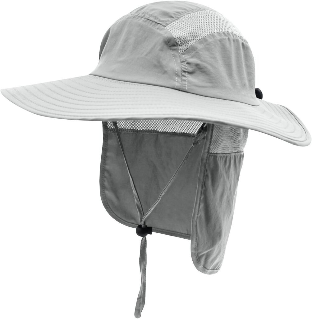 Home Prefer Mens UPF 50+ Sun Protection Cap Wide Brim Fishing Hat with Neck Flap