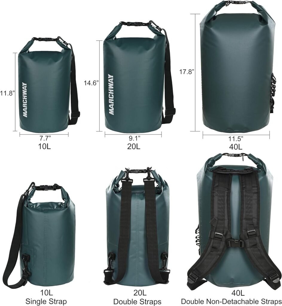 MARCHWAY Floating Waterproof Dry Bag Backpack 5L/10L/20L/30L/40L, Roll Top Sack Keeps Gear Dry for Kayaking, Rafting, Boating, Swimming, Camping, Hiking, Beach, Fishing