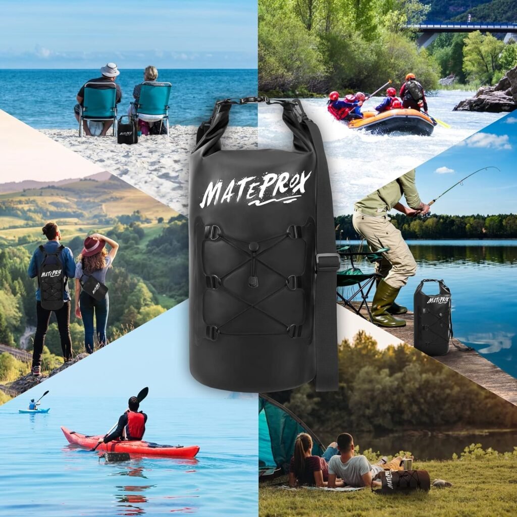 MATEPROX Waterproof Dry Bag for Man Woman, 10L Floating Beach Bags for Kayaking Boating Fishing Rafting and Camping with Large Waterproof Phone Pouch-Blue