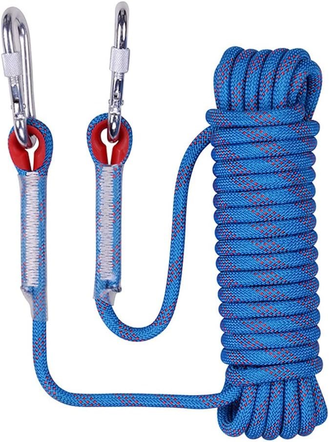 NorthPada 3/8 in (10mm) x 65 ft (20Meter) Nylon Static Rock Climbing Rope Explore a Cave Rope Rappelling Rope Rescue Rope Boat Rope Tree Pulling Rope Hoist Rigging Line Reflective Blue