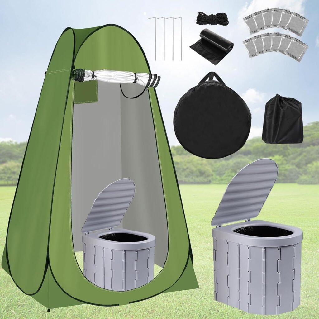 Pop Up Privacy Tent  Portable Toilet for Adults Camping, 190T Oxford Cloth Outdoor Shower Tent Porta Potty Kit for Camp Travel Car Trips Toilet Bathroom Changing Room Ice Fishing Shelter and Gifts