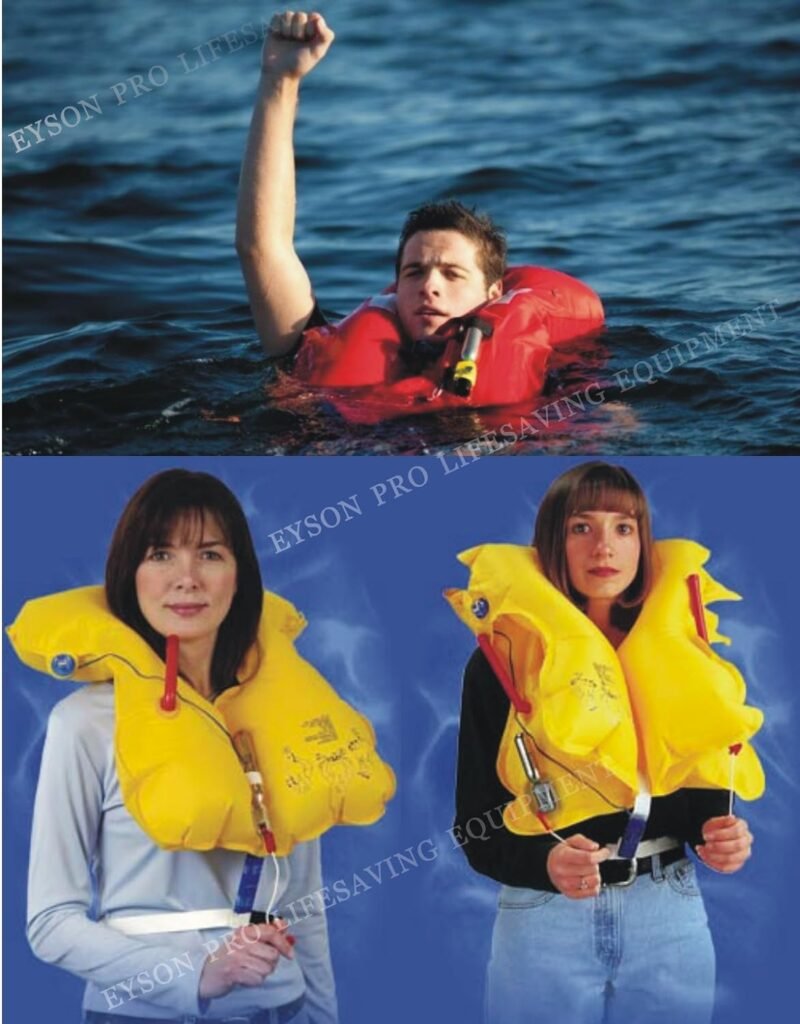 Premium Safety Adult Life Jacket with Whistle - Auto Version Inflatable Lifejacket Life Vest Preserver PFD for Boating Fishing Sailing Kayaking Surfing Paddling Swimming - Adjustable Life Saving Vest