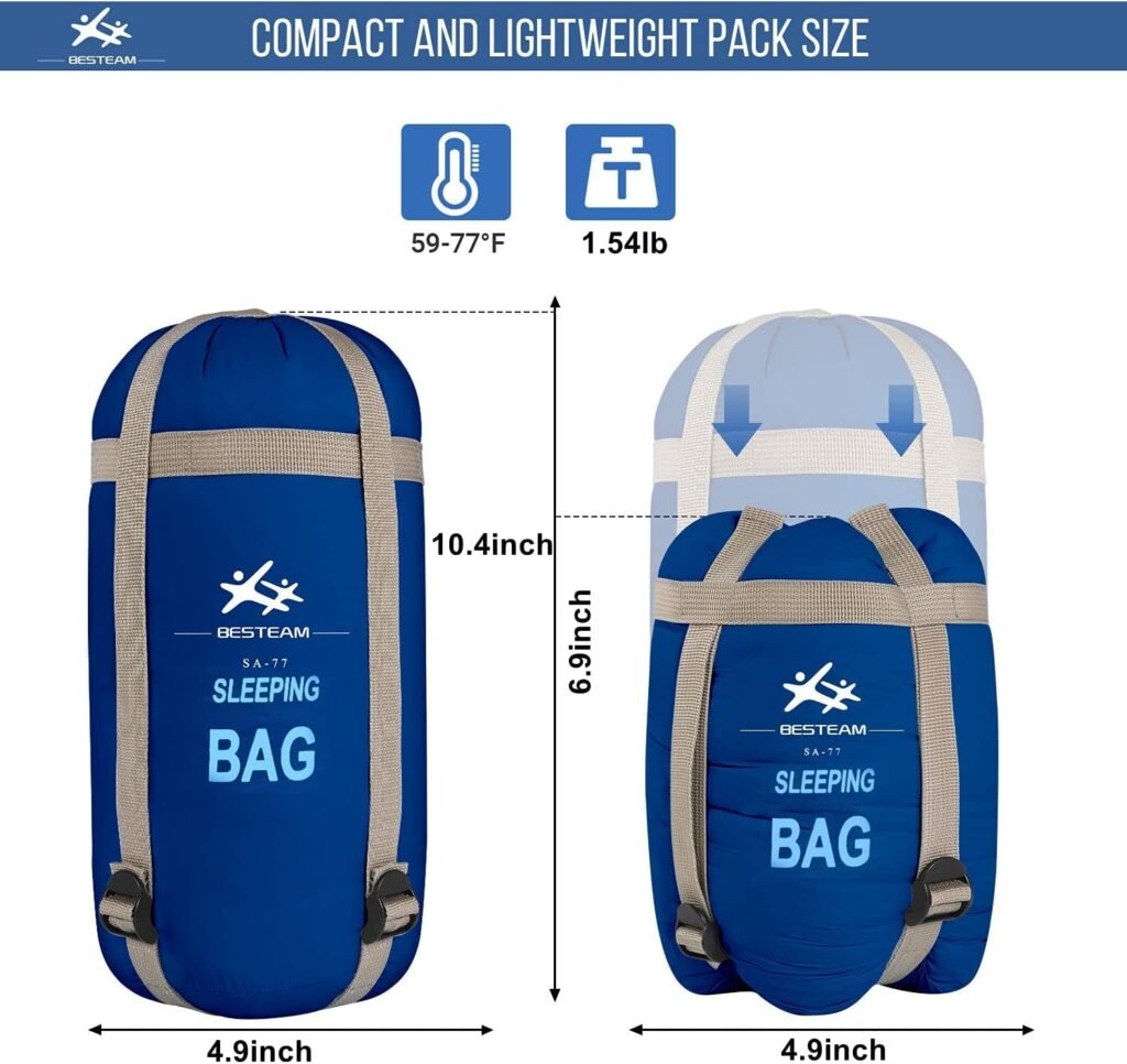 Ultra-Light Warm Weather Envelope Sleeping Bag, 75 L x 30 W, Outdoor Camping, Backpacking  Hiking - Fit for Kids, Teens and Adults - Spring, Summer  Fall - Waterproof  Compact