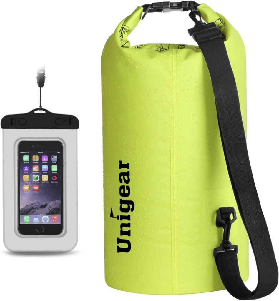 Unigear Dry Bag Waterproof, 2L/5L/10L/20L/30L/40L Floating and Lightweight Bags for Kayaking, Boating, Fishing, Swimming and Camping with Waterproof Phone Case