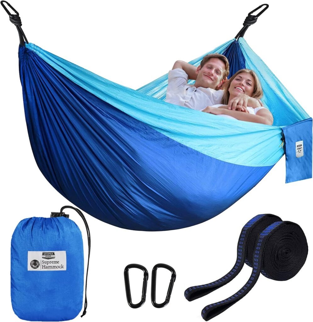 Utopia Home Camping Hammock Double  Single with 2 Tree Hammock Straps, Travel Hammock Backpacking Nylon Parachute Hammock for Outdoor  Hiking