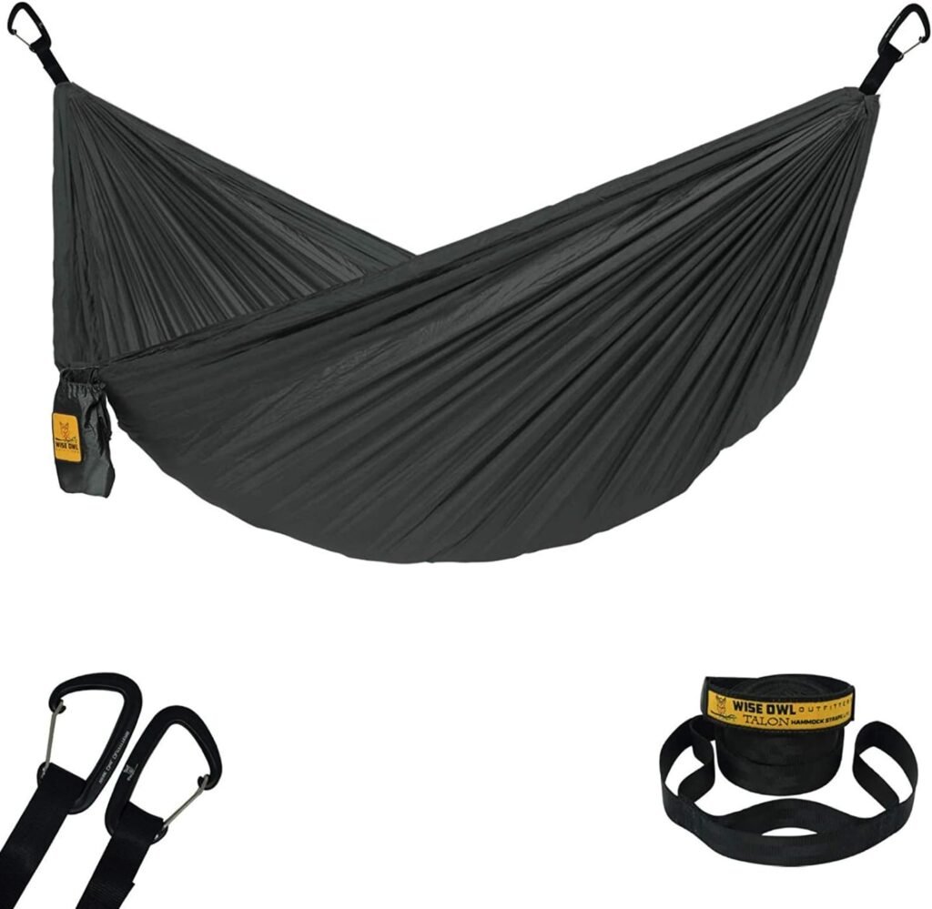 Wise Owl Outfitters Camping Hammock - Lightweight, Portable Hammock w/Tree Straps - Outdoor Hammock for Beach, Hiking, Backpacking and Travel