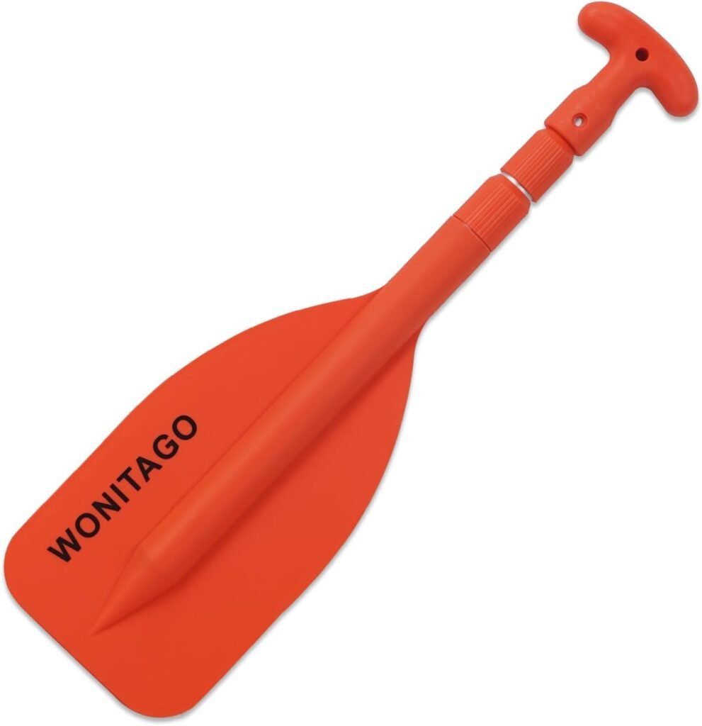 WONITAGO Telescoping Emergency Kayak Paddle Floating Aluminum Paddle with Plastic Blades for Kayak, Canoe, Boat, 104 cm/41 inch Collapsible, Orange