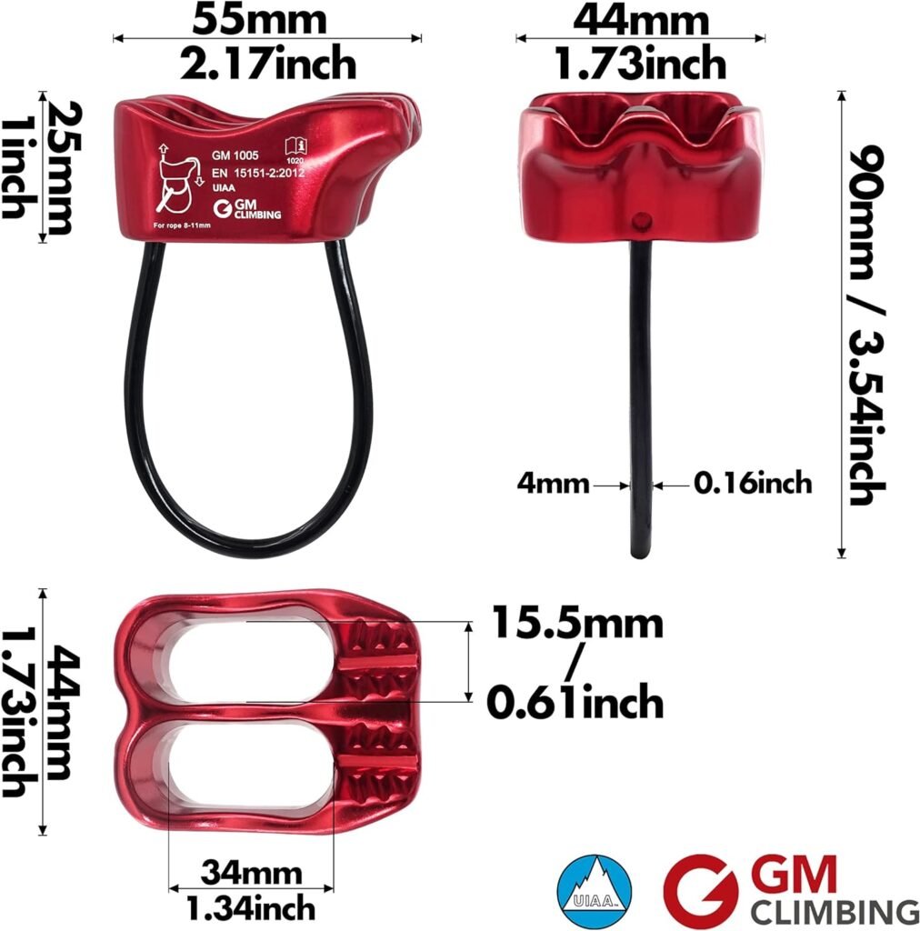 GM CLIMBING Micro Belay Device Tubular V-grooved EN 15151-2 UIAA Certified