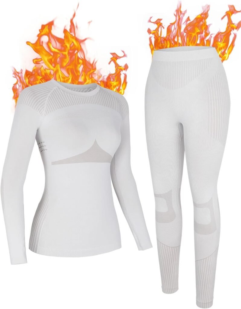 ATTRACO Thermal Underwear Set for Women Long Johns Seamless Warm Base Layer Top  Bottom for Cold Weather