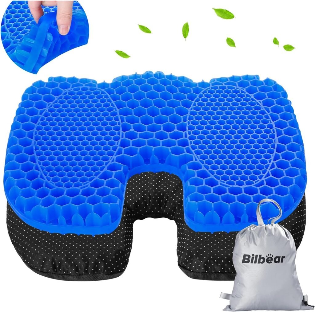 Bilbear Anti Slip Gel Kayak Seat Cushion Breathable U Shape Seat Pad for Sit in Kayaks, Canoe, Boat and Fishing,Waterproof Inflatable Thicken Seat Cushion for Kayak Accessories Equipment