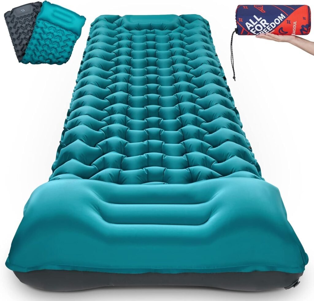 Camping Sleeping Pad with Pillow: Extra Thick 3.9 inch Ultralight Self Inflating Air Mat, Compact Lightweight Insulated Inflatable Sleep Mattress for Backpacking, Camp, Hiking, Tent