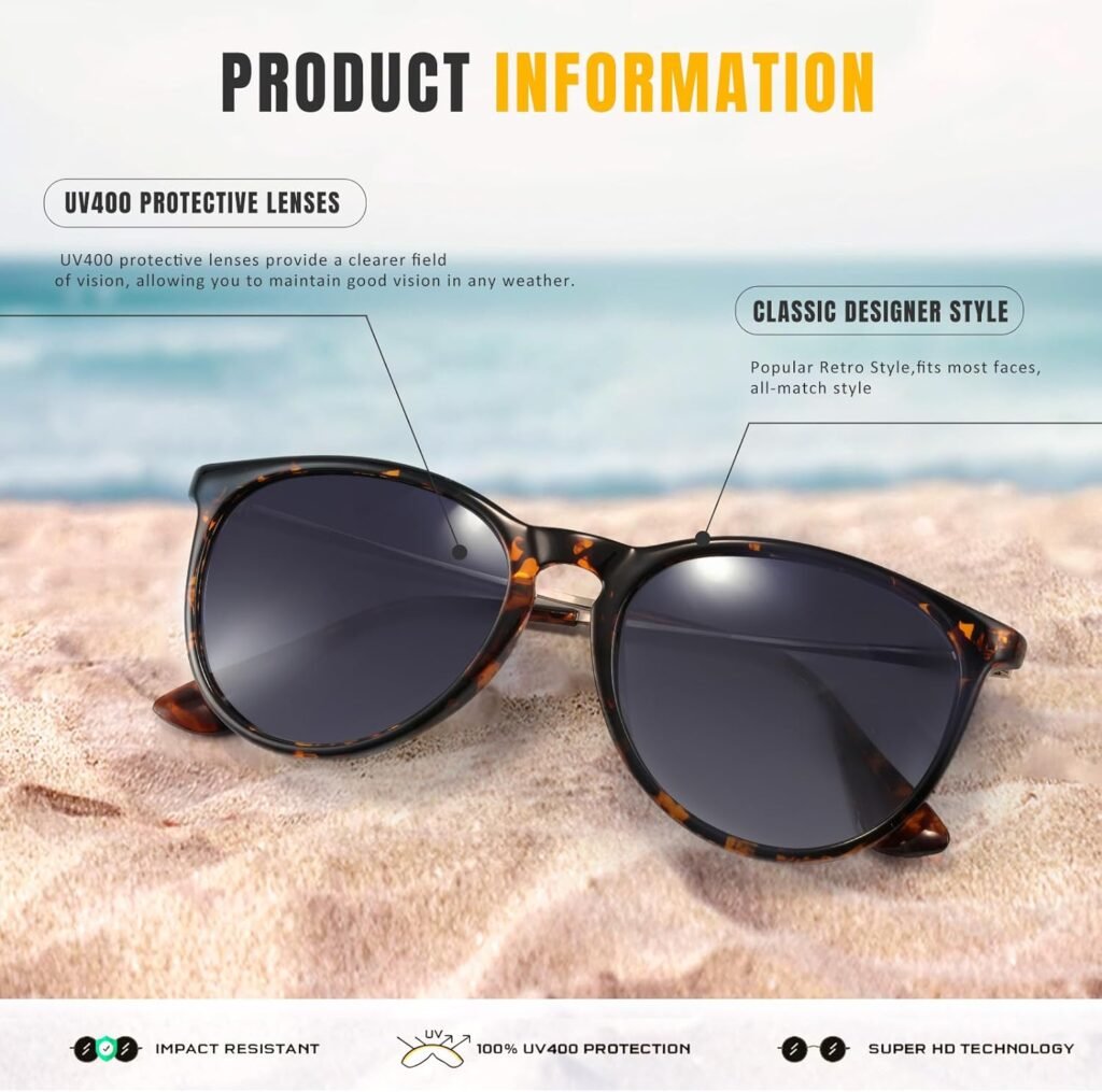 CHBP Sunglasses Womens Men Polarized UV Protection Trendy Vintage Retro Round Mirrored Lens Sunglasses For Women