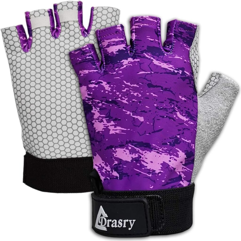 Drasry UV Fishing Gloves Fingerless Sun Protection Men Women UPF50+SPF for Fishing Kayaking Paddling Hiking Sailing Rowing Driving Canoeing Glove