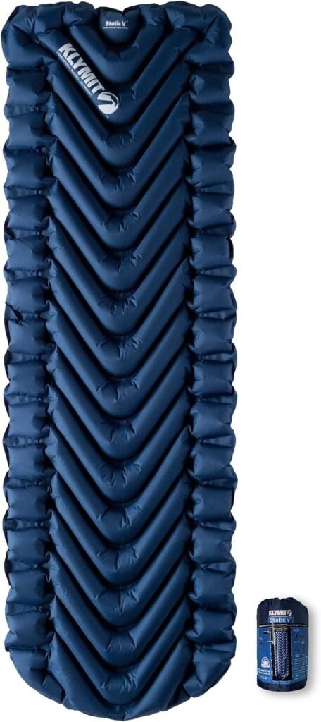 KLYMIT STATIC V Sleeping Pad, Lightweight, Outdoor Sleep Comfort, Best Camping Gear for Backpacking and Hiking, Inflatable Camping Mattress