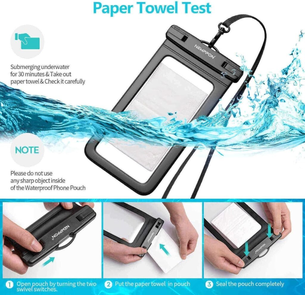 newppon Waterproof Cell Phone Pouch : 3 Pack Underwater Dry Bag Case Lanyard - Water Proof Clear Holder Protector for iPhone 15 14 13 Pro Max Plus Samsung Galaxy S23 S22 Ultra Note for Beach Swimming