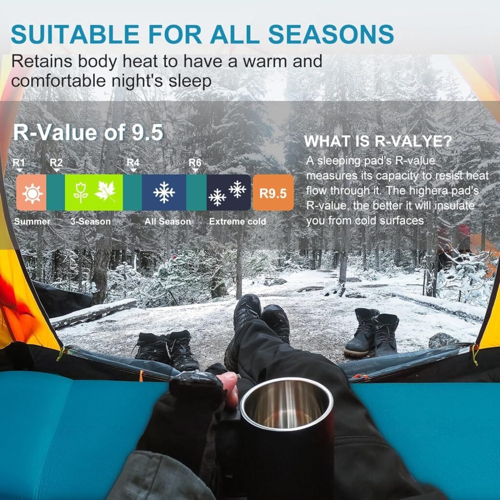 Self Inflating Sleeping Pad, 3 Extra Thick Memory Foam Camping Mattress Pad with Pillow, 4 Seasons Camping Air Mattress Insulated Foam Sleeping Mat for Car Camping, Travel, Tent, Cot, Floor