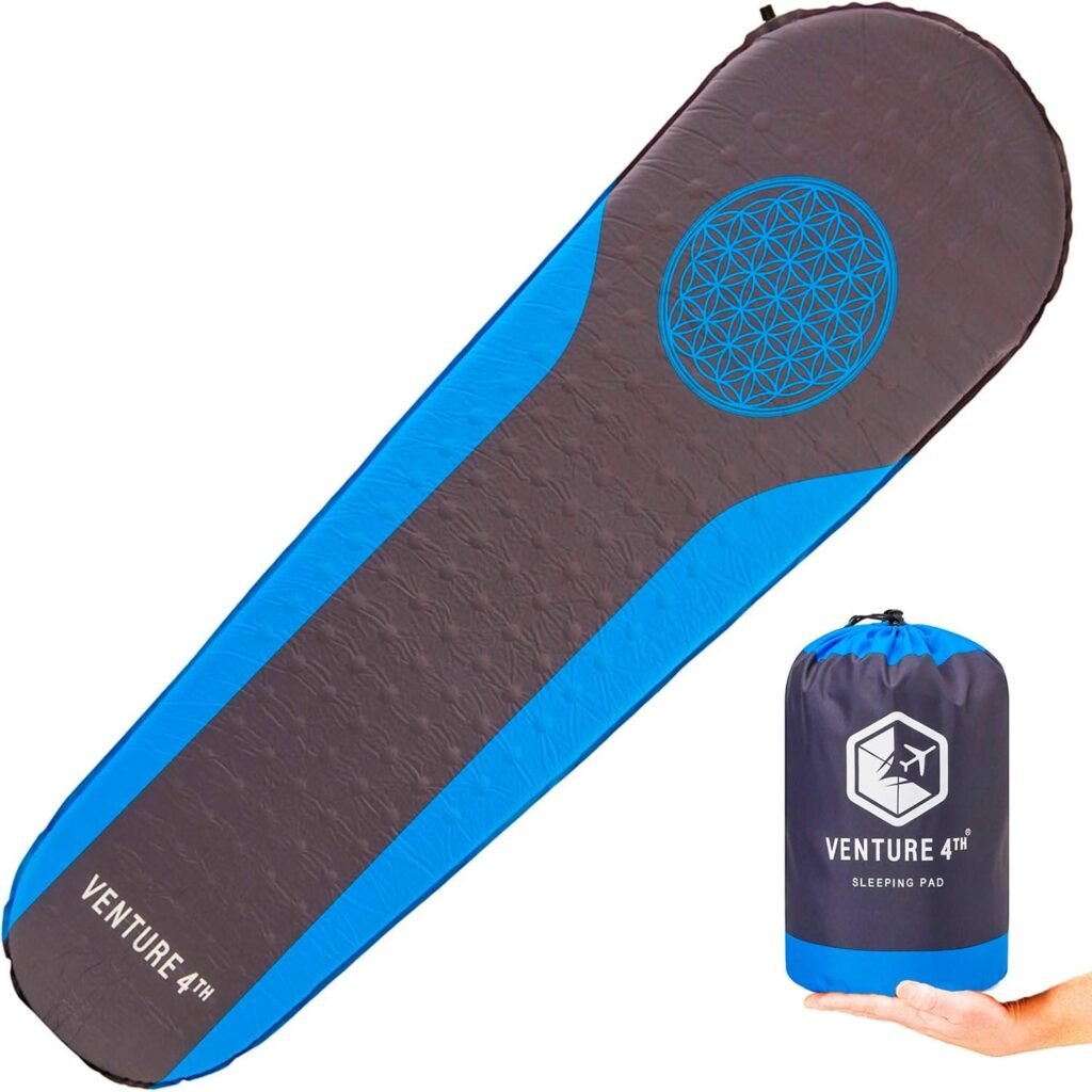 VENTURE 4TH Self Inflating Sleeping Pad - No Pump Required, Easy-Inflate - Warm, Quiet, Supportive Mattress for a Comfortable Nights Sleep - Compact Ultralight Mat - Ideal For Backpacking and Camping